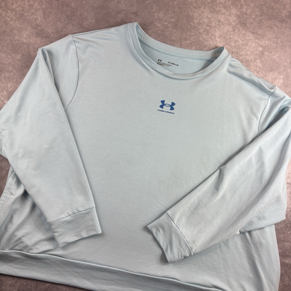 Under Armour Sweater Womens 3XL Blue Loose Sweatshirt Crewneck Rival Terry